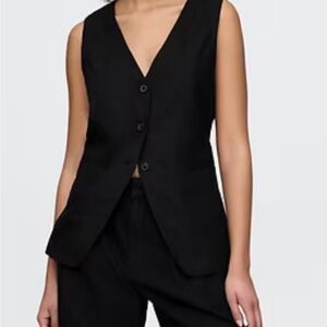 NWOT Gap long line linen vest, black, sz small